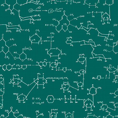 blackboard with chemical symbols